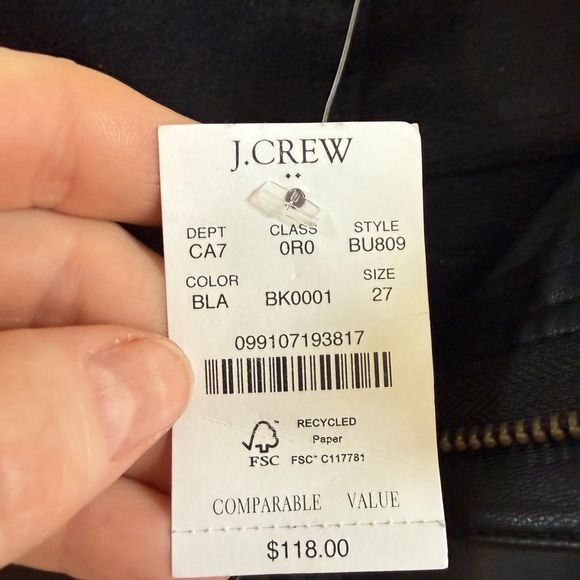 J Crew factory Black Faux Leather sz 27 Pants NWT - Picture 9 of 13